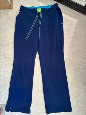 Jockey Navy Blue Drawstring Scrub Pants with Lime Accents